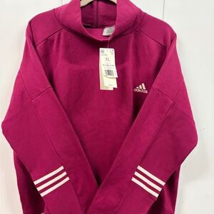 Adidas Magenta Hoodie with White Stripes